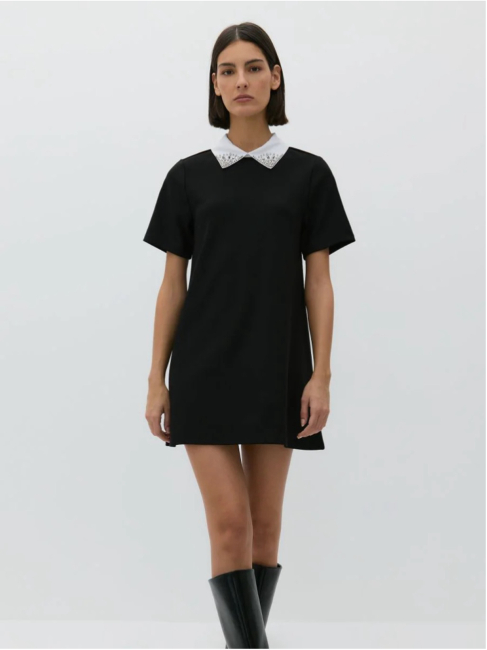 Zara Trafaluc Dress with a Rhinestone Collar Women’s Size M Black Mini